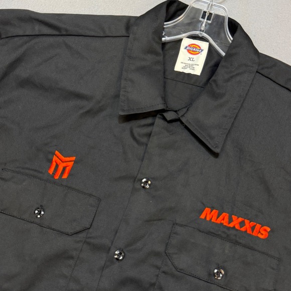 Dickies Other - DICKIES Maxxis Tires Work Shirt Mens XL Black Short Sleeve Embroidered Button Up